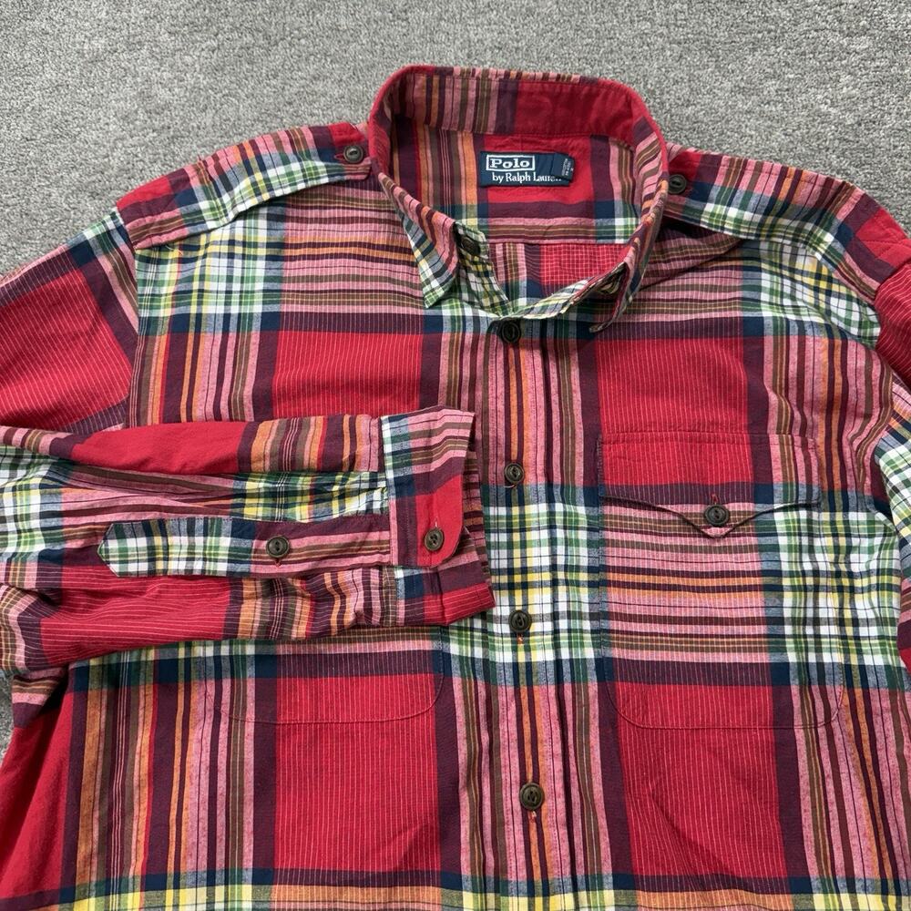 Polo Ralph Lauren Red Madras Plaid Button Down Shirt 100% Cotton XL *read*